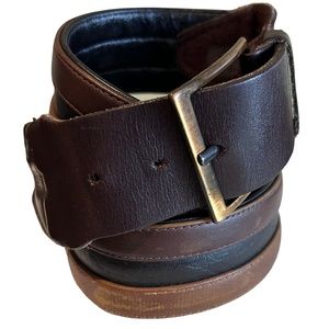 Unisex leather belt browns black 2” buckle 42” long